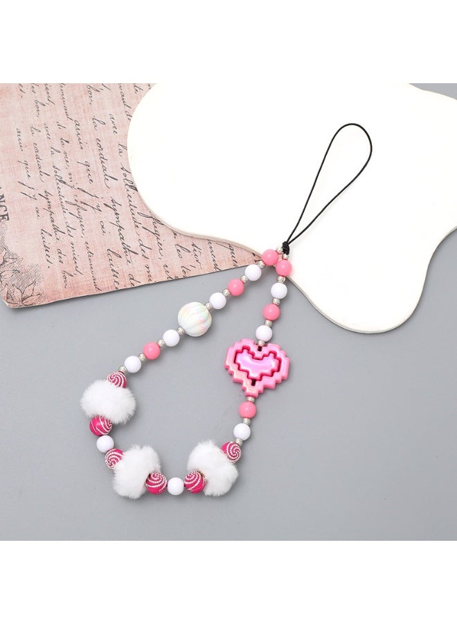NIBEMINENT Phone Charm/ Chain Strap for Women Girls, Ball Love Cell Phone Case Lanyard Wrist Strap - Image 1