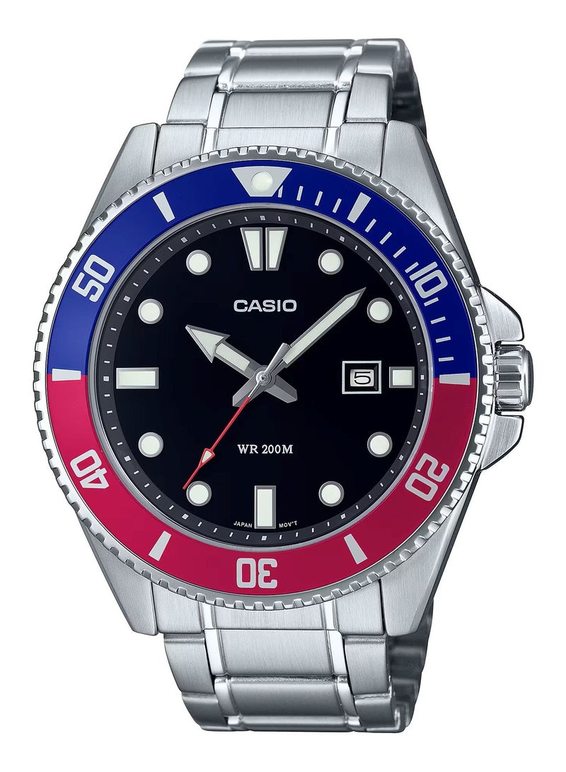CASIO Analog Quartz Black Dial Stainless Steel Men's Watch MDV-107D-1A3VDF - Image 1