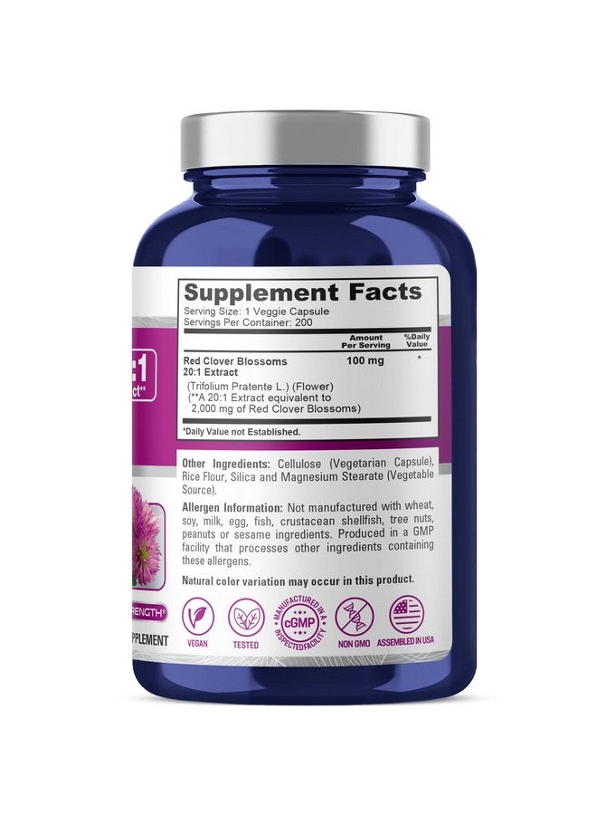 NusaPure Red Clover Capsules 2000mg per Veggie Caps | 200 Count | Trifolium Pratense | Non-GMO | Red Clover Blossom Extract 20:1 Supplement - Image 2