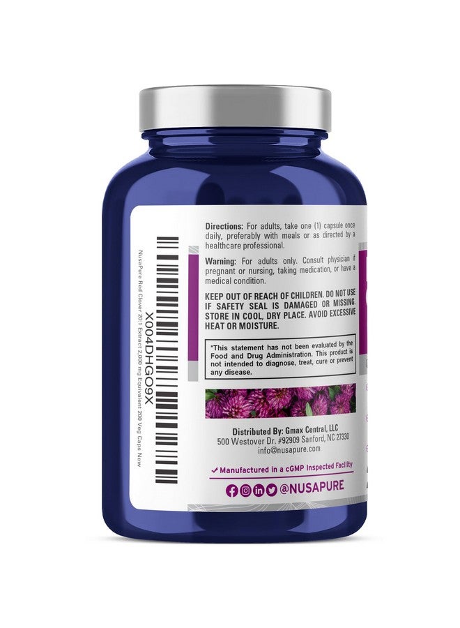 NusaPure Red Clover Capsules 2000mg per Veggie Caps | 200 Count | Trifolium Pratense | Non-GMO | Red Clover Blossom Extract 20:1 Supplement - Image 3