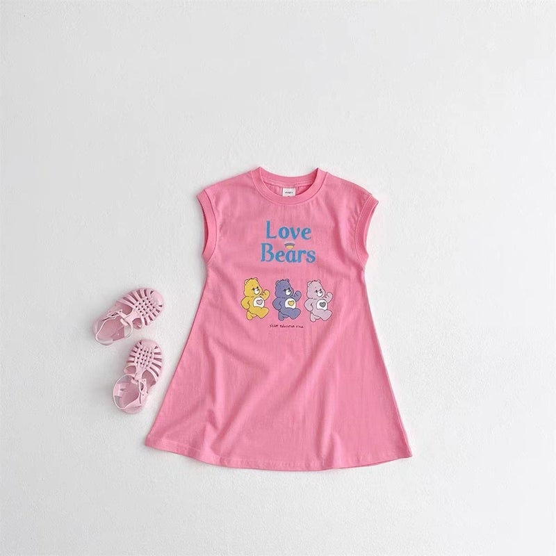 Korean Style Children'S Clothing Summer Baby Girl Thin Bear Sleeveless Vest Dress Sleeveless Baby Clothes Children'S Clothing Skirt - Image 1