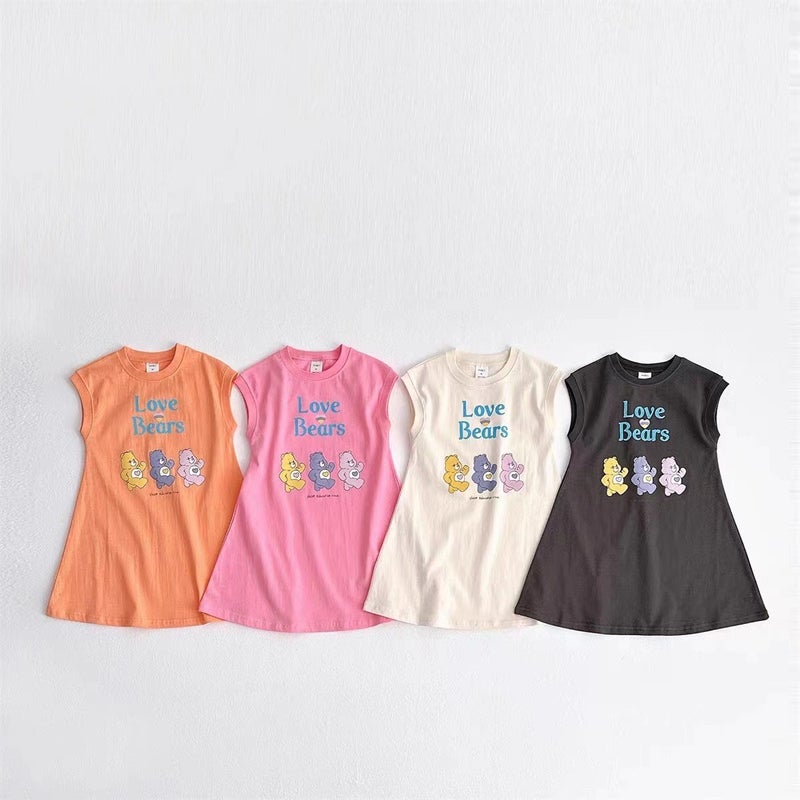 Korean Style Children'S Clothing Summer Baby Girl Thin Bear Sleeveless Vest Dress Sleeveless Baby Clothes Children'S Clothing Skirt - Image 2