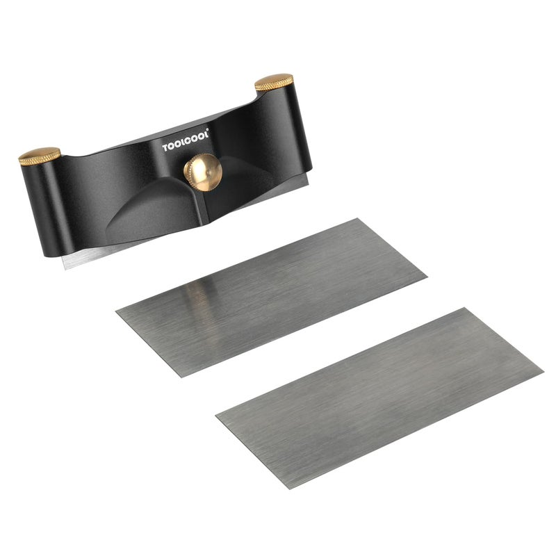 TOOLCOOL Card Scraper Holder with 3 Rectangle Cabinet Scraper Woodworking Set Reduce Hand Strain Adjustable Curvature for Precision And Fine Finish - Image 1