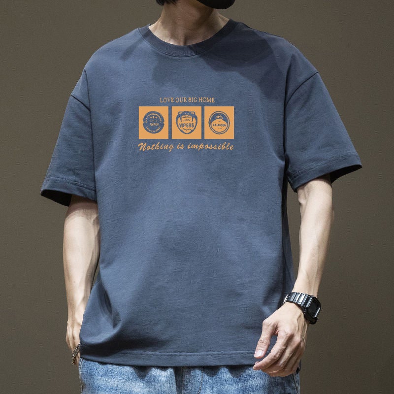 Hong Kong style fashion brand high street American short-sleeved T-shirt men's 2025 summer 2025 new loose half-sleeved ins heavyweight T-shirt - Image 5