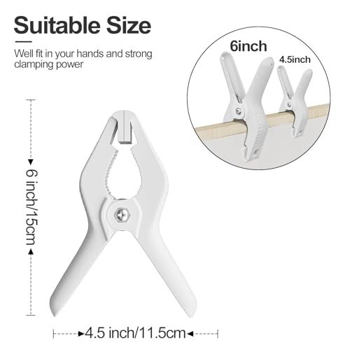 EMART 6 Pack Heavy Duty Spring Clamps, 6 inch Plastic Photo Booth Backdrop Clips Clamps for Backdrop Stand, Photography Studio, Photoshoot, Woodworking, Balloon Arch, Crafts, Pool Cover-White - Image 2