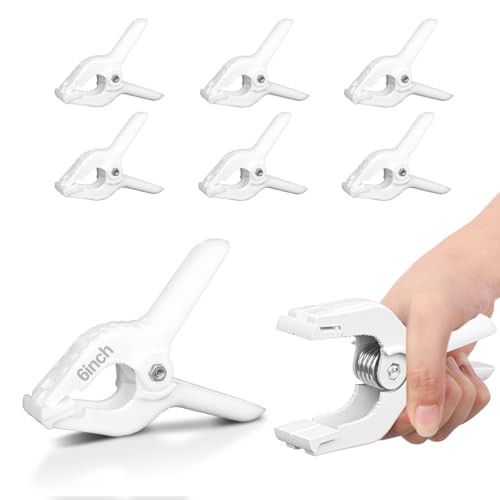 EMART 6 Pack Heavy Duty Spring Clamps, 6 inch Plastic Photo Booth Backdrop Clips Clamps for Backdrop Stand, Photography Studio, Photoshoot, Woodworking, Balloon Arch, Crafts, Pool Cover-White - Image 1