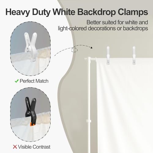 EMART 6 Pack Heavy Duty Spring Clamps, 6 inch Plastic Photo Booth Backdrop Clips Clamps for Backdrop Stand, Photography Studio, Photoshoot, Woodworking, Balloon Arch, Crafts, Pool Cover-White - Image 5