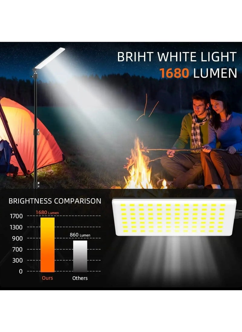 Dominy - LED Camping Light with Tripod Stand Work Light Fishing Rod Lamp Outdoor Tent Lamp Camping Lantern Portable Floor Light Pole Light 1680 Lumen USB Adjustable Height For Travel BBQ Emergency Car Repair - Image 1