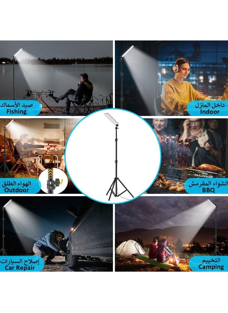 Dominy - LED Camping Light with Tripod Stand Work Light Fishing Rod Lamp Outdoor Tent Lamp Camping Lantern Portable Floor Light Pole Light 1680 Lumen USB Adjustable Height For Travel BBQ Emergency Car Repair - Image 1