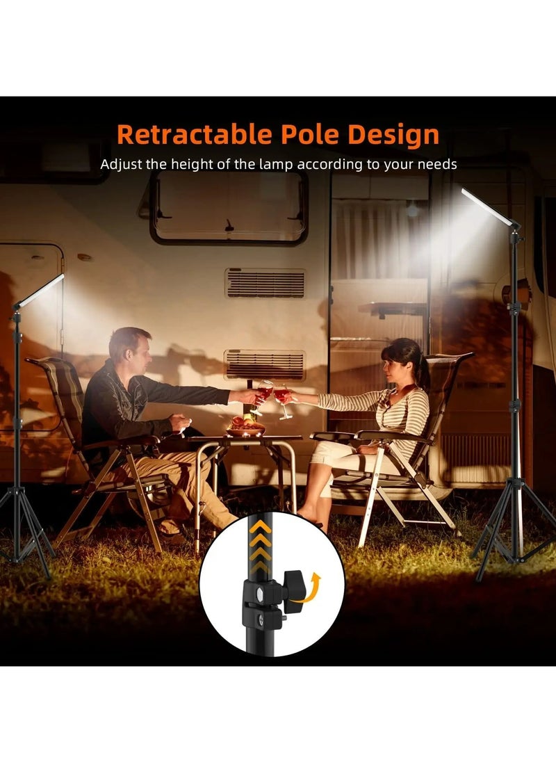 Dominy - LED Camping Light with Tripod Stand Work Light Fishing Rod Lamp Outdoor Tent Lamp Camping Lantern Portable Floor Light Pole Light 1680 Lumen USB Adjustable Height For Travel BBQ Emergency Car Repair - Image 1