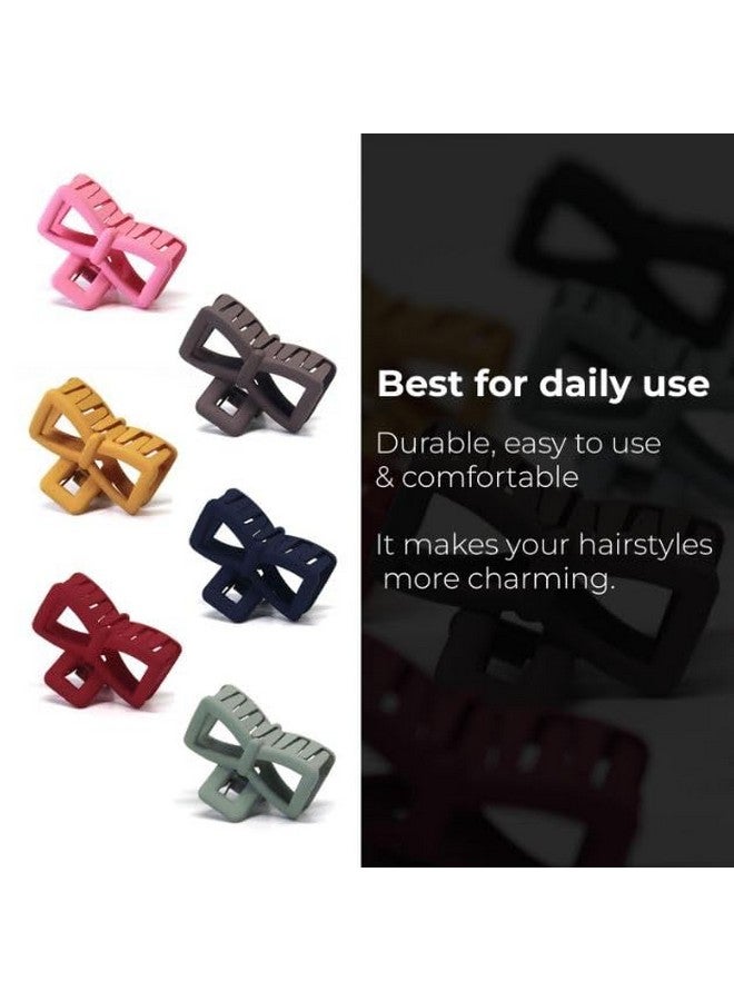 FREEBIES Korean Style Matte Bow Shaped Hair Claw Hair Clips, Clutchers, Hair Extension, Hair Clips & Hair Claw for Womens & Girls For All Types Of Hair (Pack OF 5) - Image 4