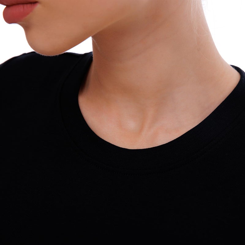 Walifrey Short Sleeve Bodysuits for Women Round Neck Basic Stretchy T Shirts Bodysuits Tops Black M - Image 4