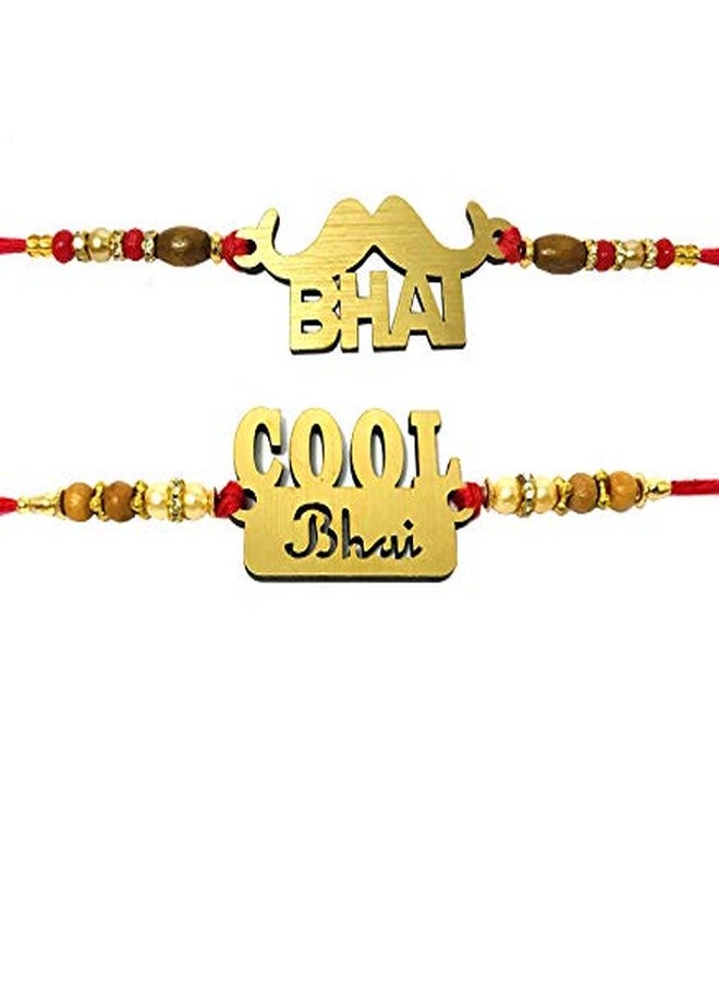 Evisha 2 Pcs Golden Cool Bhai Mustache Rakhi For Kids Rakhi For Brother Bhaiya Bhai Rakhi Combo137-140 | | rakhi || rakhi set || rakhi for brother || rakhi for brother and bhabhi || rakhi combo || bhaiya bhabhi rakhi || rakhi gifts - Image 1