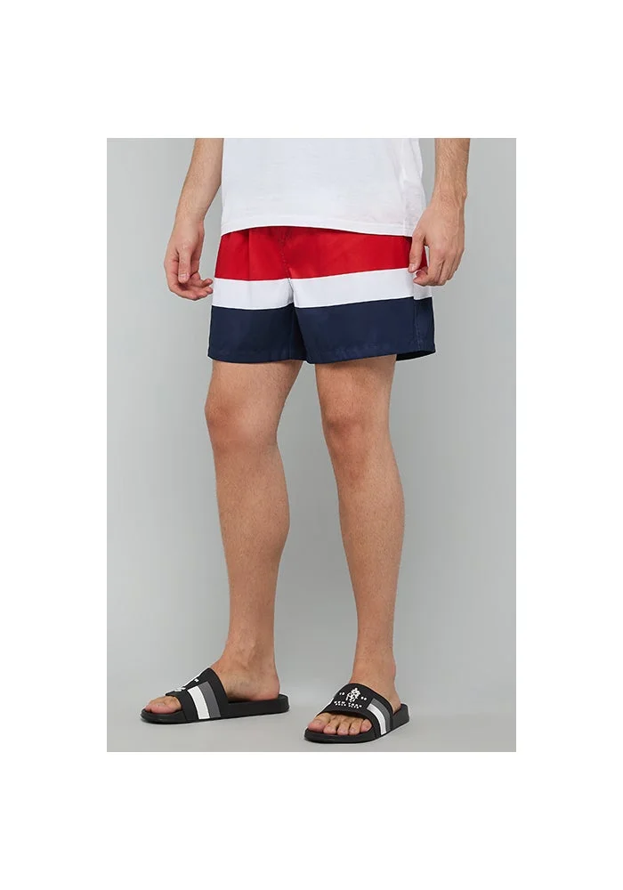 R&b Striped Swim Shorts with Drawstring Waist