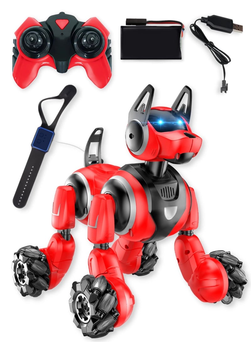 فيتو FITTO RC Gesture Robot Pet Dog متعدد الوظائف للأطفال ، التحكم بالإيماءات 360 درجة مع وضع الحركة الجانبية ، أحمر - Image 1
