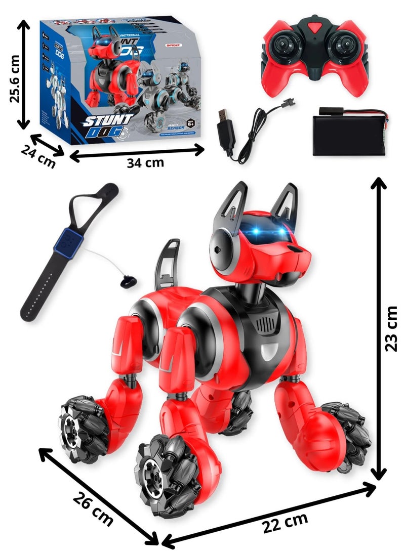 فيتو FITTO RC Gesture Robot Pet Dog متعدد الوظائف للأطفال ، التحكم بالإيماءات 360 درجة مع وضع الحركة الجانبية ، أحمر - Image 5