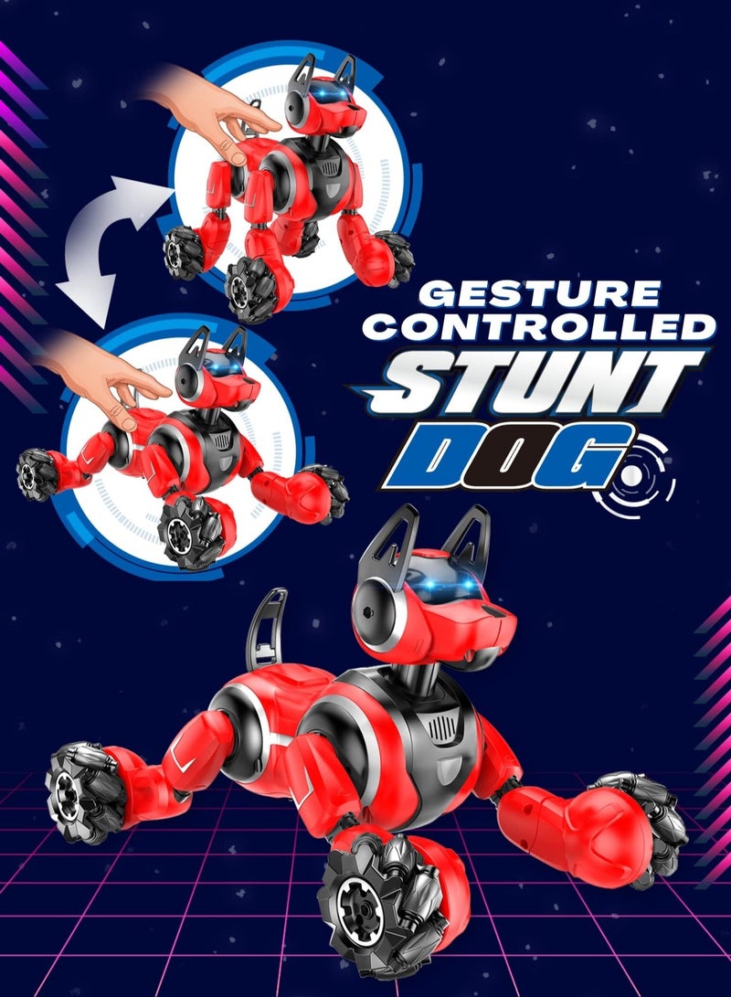 فيتو FITTO RC Gesture Robot Pet Dog متعدد الوظائف للأطفال ، التحكم بالإيماءات 360 درجة مع وضع الحركة الجانبية ، أحمر - Image 2