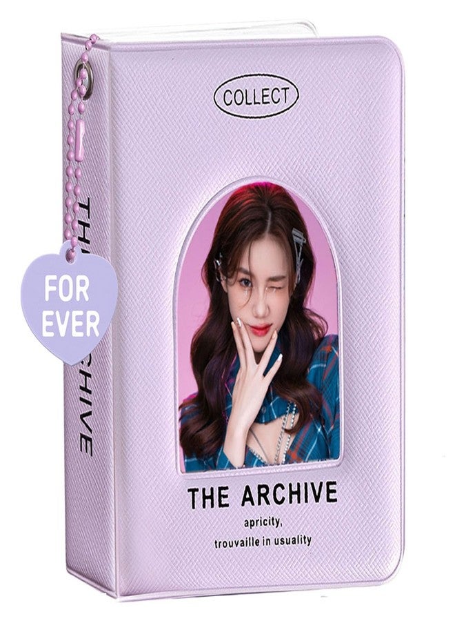 KeCool 3 Inch Kpop Photocard Binder, 40 Pockets Portable Photocard Holder Book Mini Photo K-pop Album, Window Hollow Kpop Binder Collector Book Photo Card Holder Album with Lovely Pendant (Leather Cover) - Image 1
