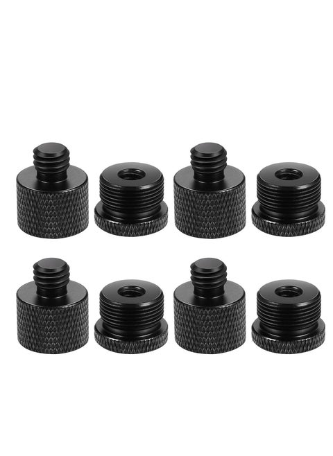 Microphone Stand Adapter, Microphone Screw 5/8 Female to 3/8 Male and 3/8 Female to 5/8 Male Threaded Adapter for Microphone Stand to Tripod and Camera Adapter (8 Pcs, Black)