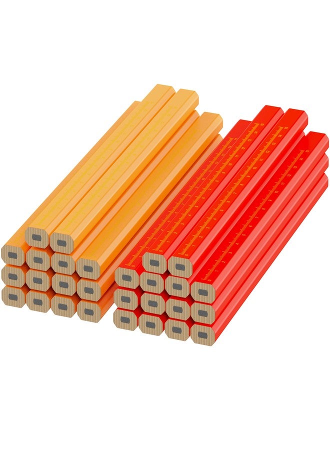 RONDURE 29 Pieces Carpenter Pencils Flat Construction Pencils with Printed Ruler, Carpenters Scriber Pencil for Woodworking Marking Tool - Image 2