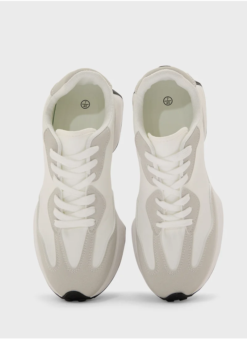 Truffle Stripe Detail Microfibre Lace Up Sneaker