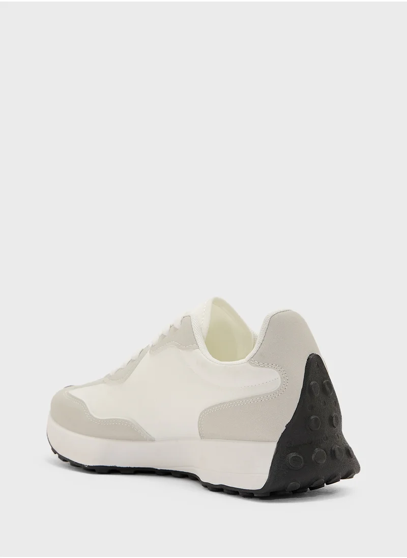 Truffle Stripe Detail Microfibre Lace Up Sneaker