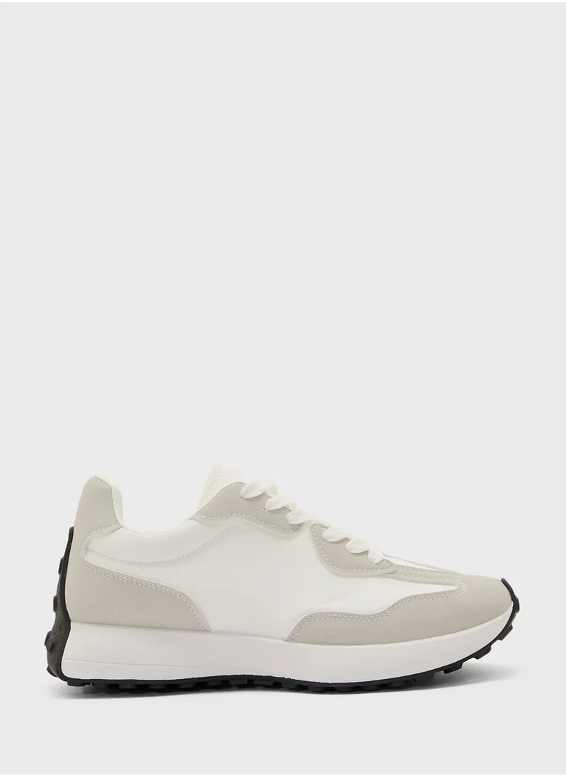 Truffle Stripe Detail Microfibre Lace Up Sneaker