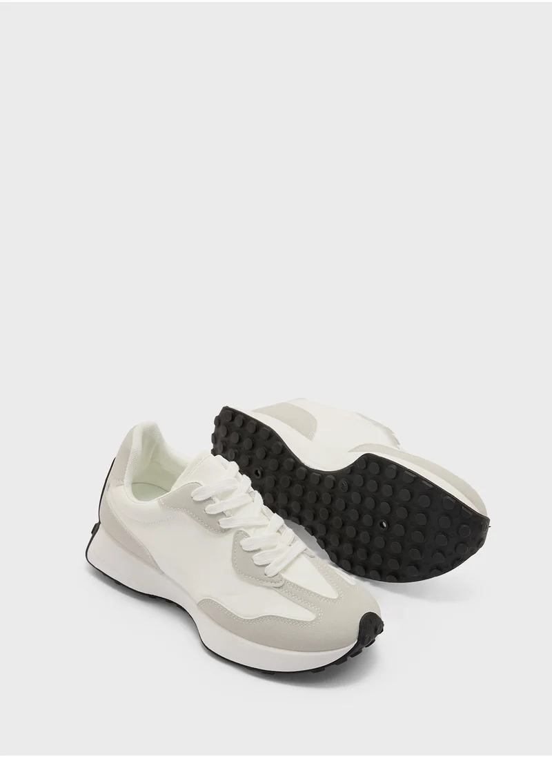 Truffle Stripe Detail Microfibre Lace Up Sneaker
