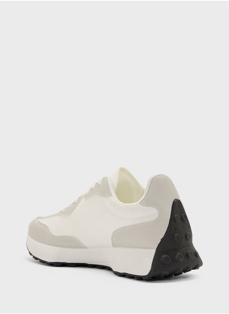 Truffle - Stripe Detail Microfibre Lace Up Sneaker - Image 1