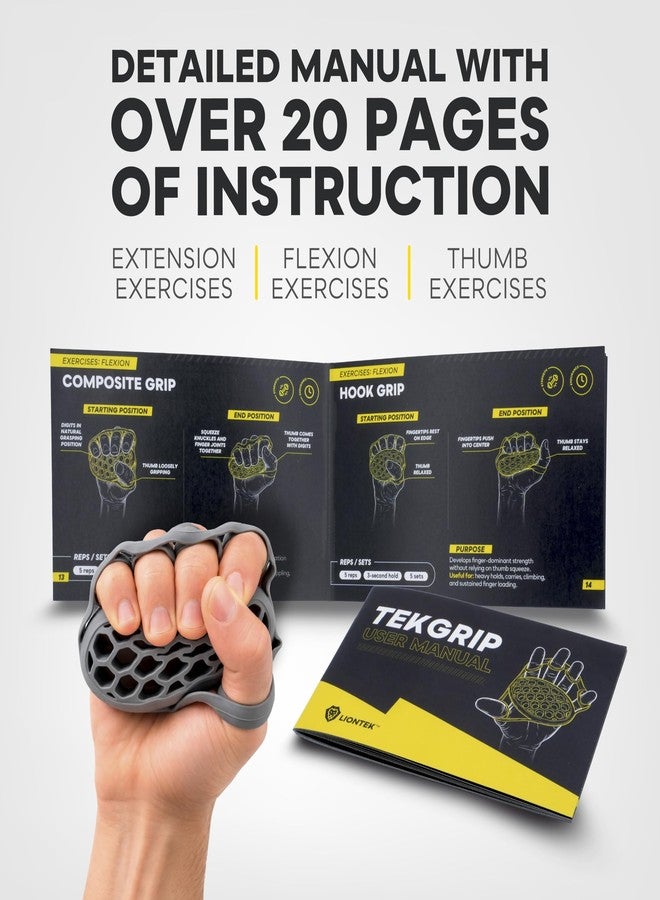 LIONTEK TEKGRIP Hand Grip Strengthener & Finger Exerciser, Dual-Action Grip and Extension Trainer with 3 Progressive Resistance Levels (TEKGRIP 3 Piece Set) - Image 5