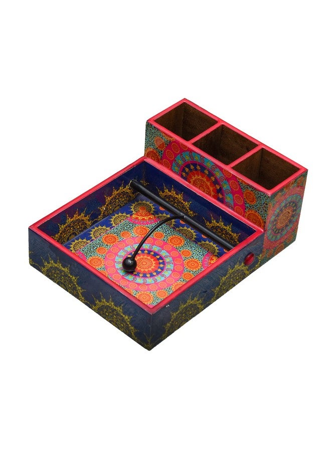 CRAFTY ESSENTIALS Wooden Cutlery and Tissue Paper Holder Kitchen Organiser Cutlery Holder for Multifunctional Organiser Stand with Special Enamel Coating for Dining Table and Kitchen 10x8x4 inch - Image 1