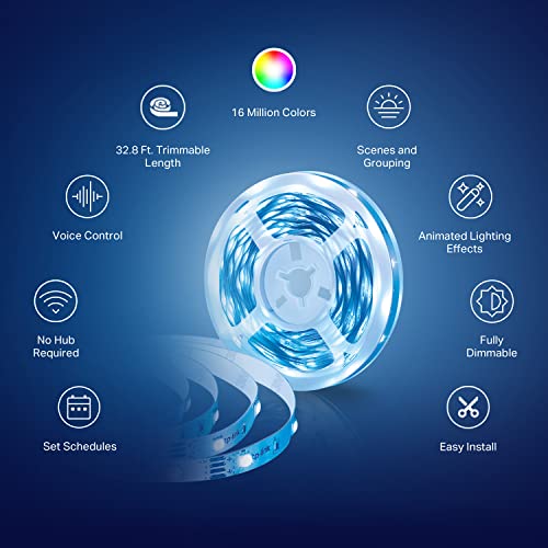 Kasa Smart LED Light Strip, RGB, 32.8ft(2 Rolls of 16.4ft.) Wi-Fi LED Strip Works w/ Alexa & Google Assistant,High Brightness, Trimmable, Up to 25,000 Hours,2Yr Warranty (KL400L10),Multicolor - Image 4