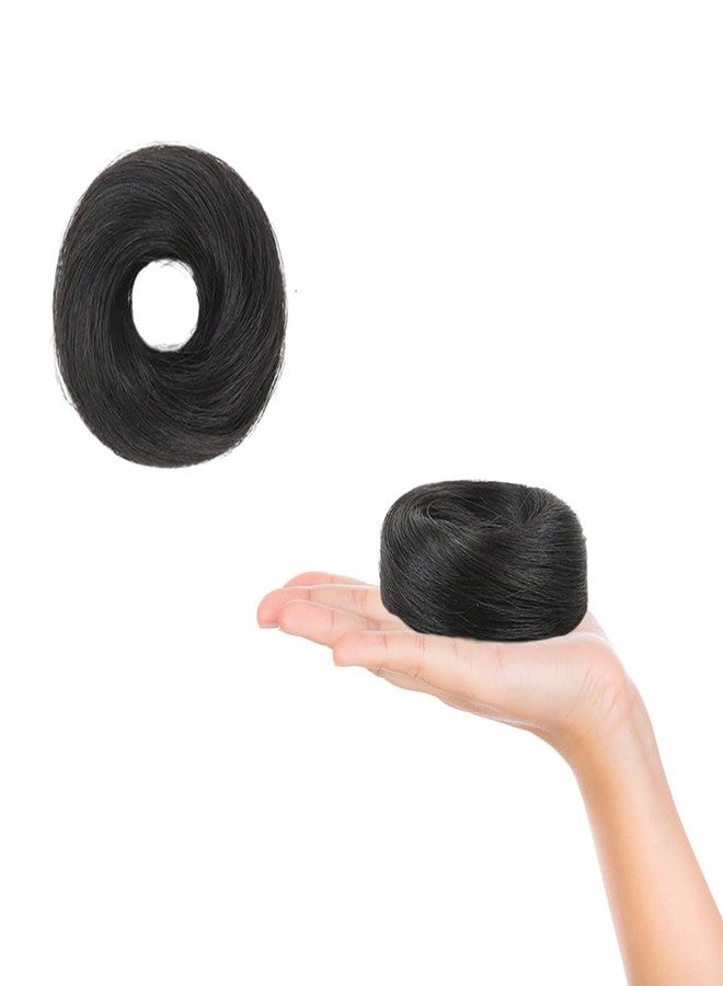 BLUSHIA Human Hair Buns - Messy Juda Bun - Donut Scrunchies with Elastic Rubber band - Natural Black - 1 Pc - Image 5