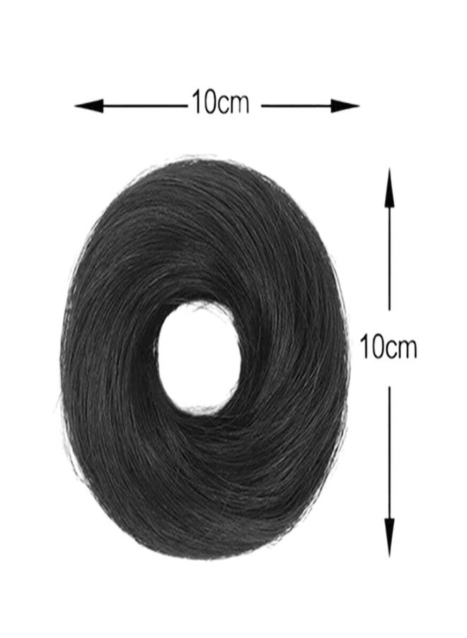 BLUSHIA Human Hair Buns - Messy Juda Bun - Donut Scrunchies with Elastic Rubber band - Natural Black - 1 Pc - Image 4