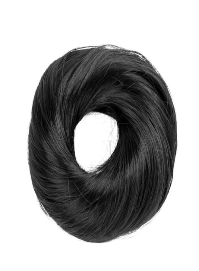 BLUSHIA Human Hair Buns - Messy Juda Bun - Donut Scrunchies with Elastic Rubber band - Natural Black - 1 Pc - Image 3