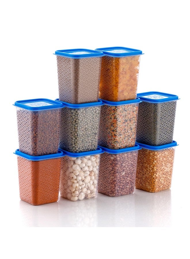 HINDSTAR Multipurpose Plastic Storage Jars and Kitchen Mate Classic Containers | BPA-Free, Airtight Kitchen Container Set for Spices, Grains and More Items - Transparent (1000ML, Set of 10) - Image 1