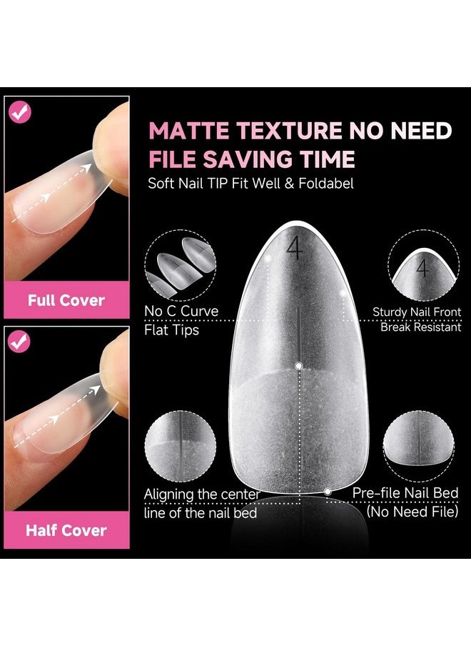 UNA GELLA Almond Nail Tips, 15 Sizes Medium Almond Gel X Nail Tips, 312Pcs Full Matte Surface Nail Tips Pre-Buff No Need To File Clear Full Cover Soft Gel Nail Tips For Nail Extension Diy Salon  - Image 5