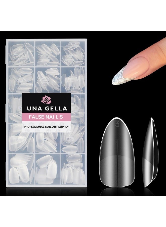 UNA GELLA Almond Nail Tips, 15 Sizes Medium Almond Gel X Nail Tips, 312Pcs Full Matte Surface Nail Tips Pre-Buff No Need To File Clear Full Cover Soft Gel Nail Tips For Nail Extension Diy Salon  - Image 1