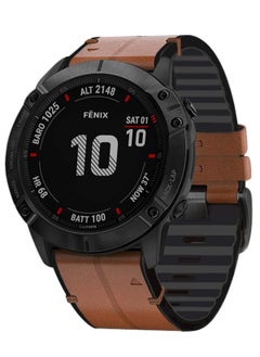 Y&D Watch Strap for Garmin Fenix 6X/ 5X/ 6/5, 26mm Soft Genuine Leather Hybrid Silicone Sweat Resistant Wristband, Quick and Easy Fit, (Brown)  - Image 4