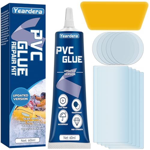 Yeardera Air Mattress Patch Kit, Waterproof Vinyl Repair Kit, High Strength PVC Adhesive for Inflatables, PVC Boats, Vinyl Glue (60ml/1 Pack) - Image 1