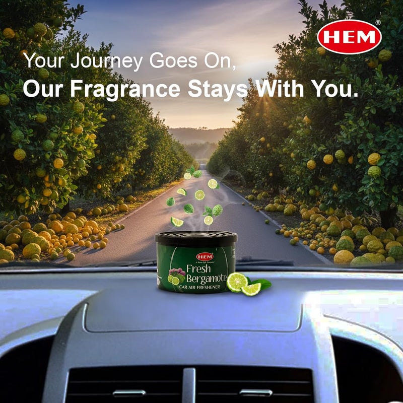 HEM Fresh Bergamote Car Air Freshener - 42g | Natural Car Perfume | Refreshing & Long-Lasting Fragrance | Easy to Use & Compact Design that Perfectly Fits | Ideal for On-the-Go Air Freshening - Image 4