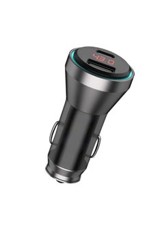 مي وان شاحن سيارة 43 وات، شحن سريع، منافذ USB مزدوجة، أسود  - Image 1