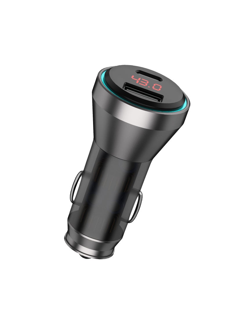 MiOne 43W Car Charger Fast Charging Dual USB Ports Black - Image 1