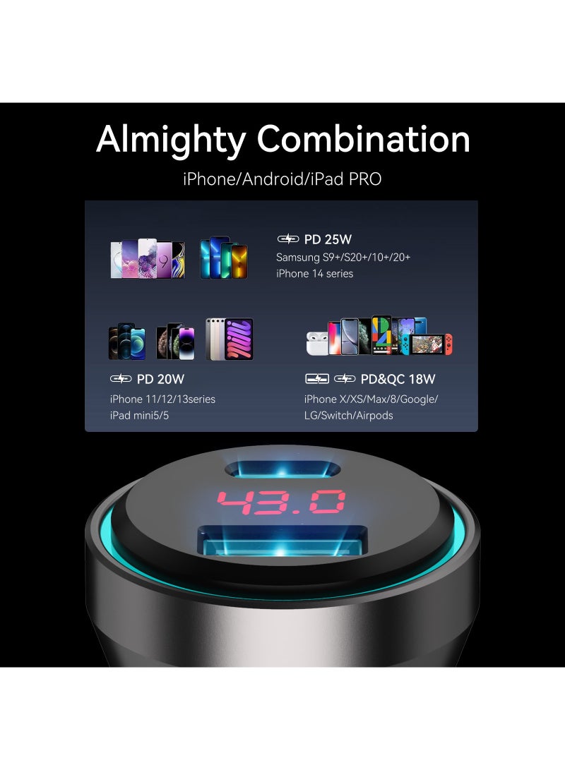 MiOne 43W Car Charger Fast Charging Dual USB Ports Black - Image 5