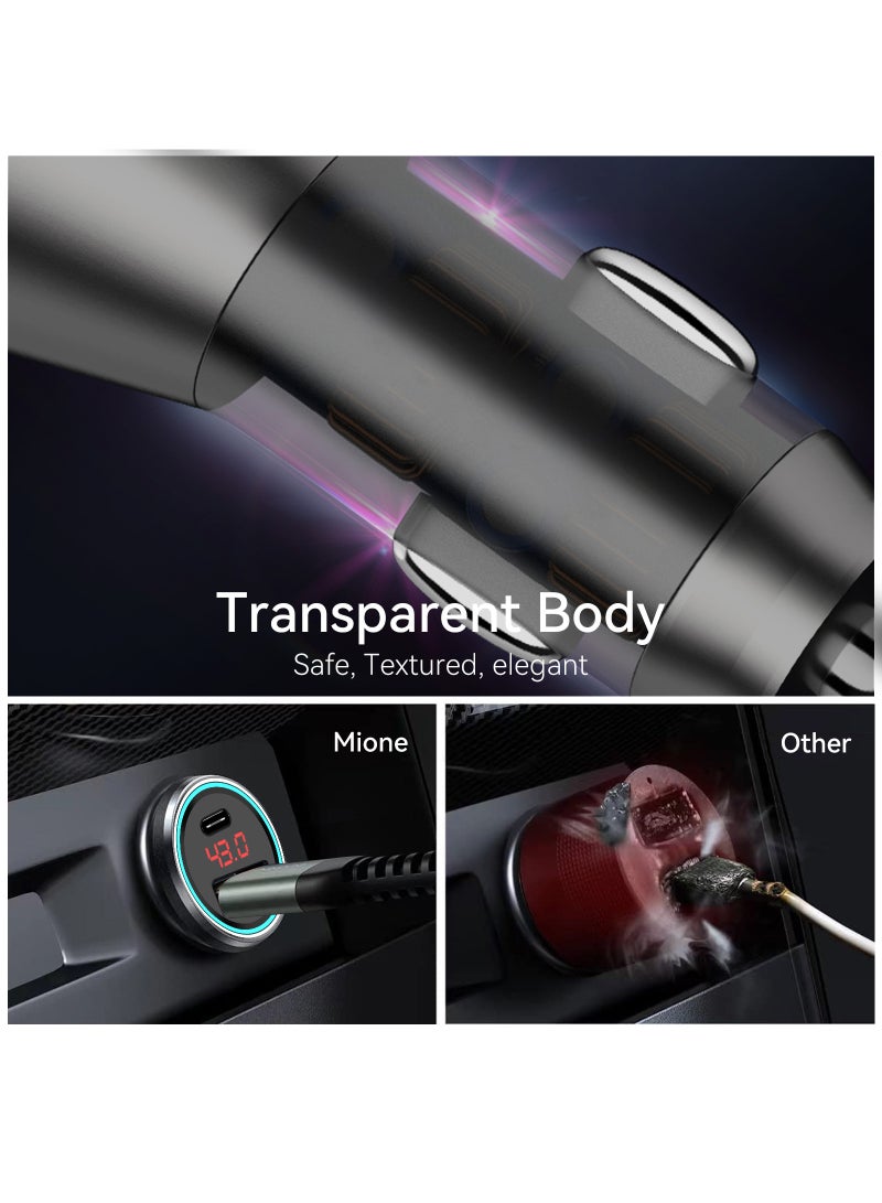 MiOne 43W Car Charger Fast Charging Dual USB Ports Black - Image 4