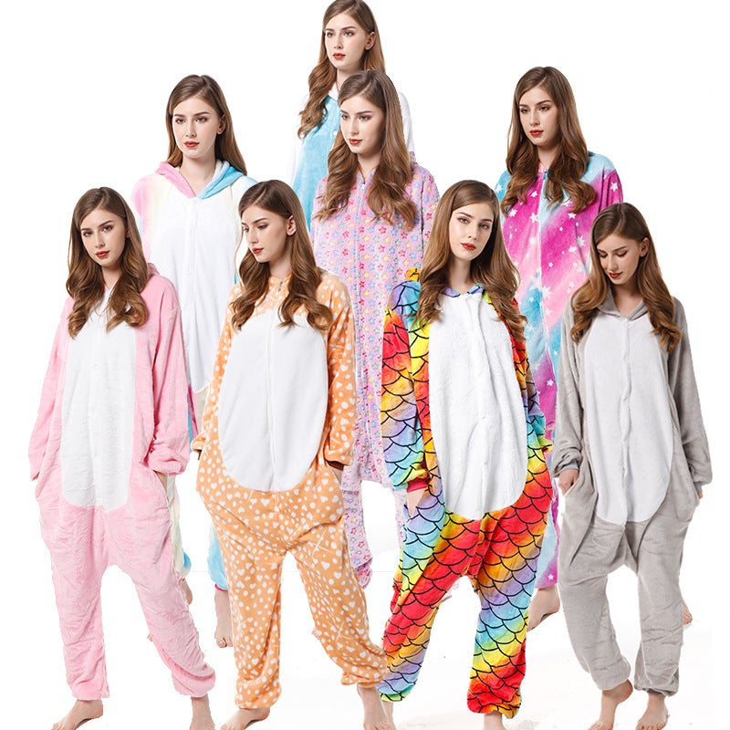 Mixed Batch New Flannel Cartoon One-Piece Pajamas Parent-Child Animal Performance Clothing Mixed Batch Home Clothes - Image 2