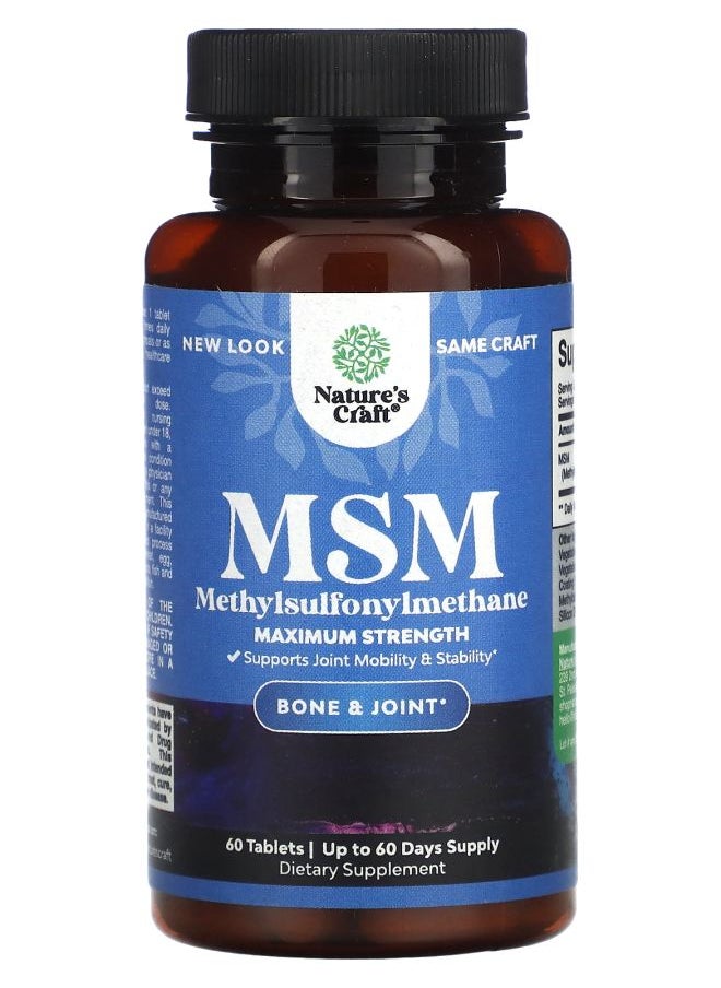 Nature's Craft MSM Maximum Strength 60 Tablets 