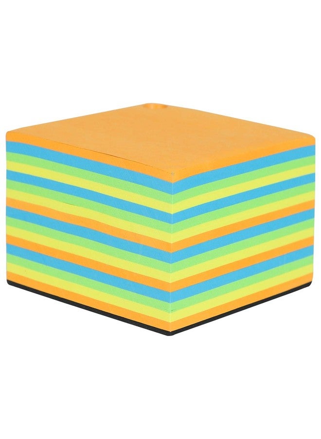 MAHAVIR Paper Cube Memo Pad with Acrylic Container + Refill (Assorted Colour Pages) - Image 3