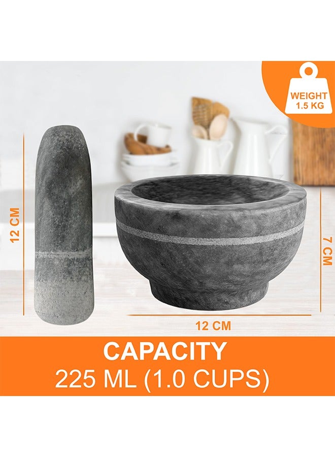 LION Natural Marble Mortar & Pestle – 225 ml (1 Cup), 1.5 kg, Heavy Stone Grinder for Spices, Garlic & Herbs, Durable Non-Porous Crusher Bowl for Authentic Flavors - Image 5