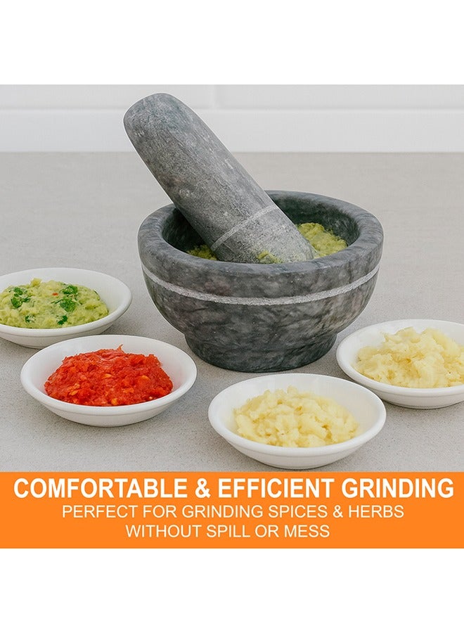 LION Natural Marble Mortar & Pestle – 225 ml (1 Cup), 1.5 kg, Heavy Stone Grinder for Spices, Garlic & Herbs, Durable Non-Porous Crusher Bowl for Authentic Flavors - Image 2